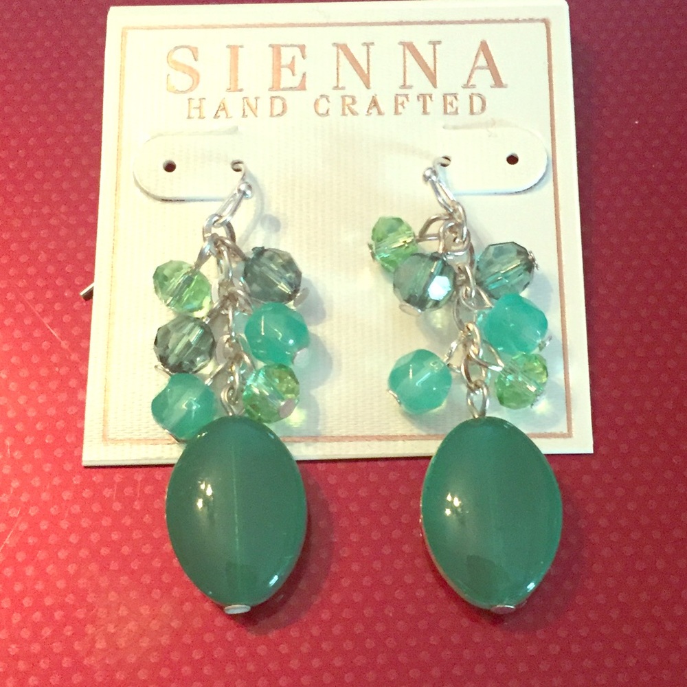 Pretty green glass bead dangle earrings